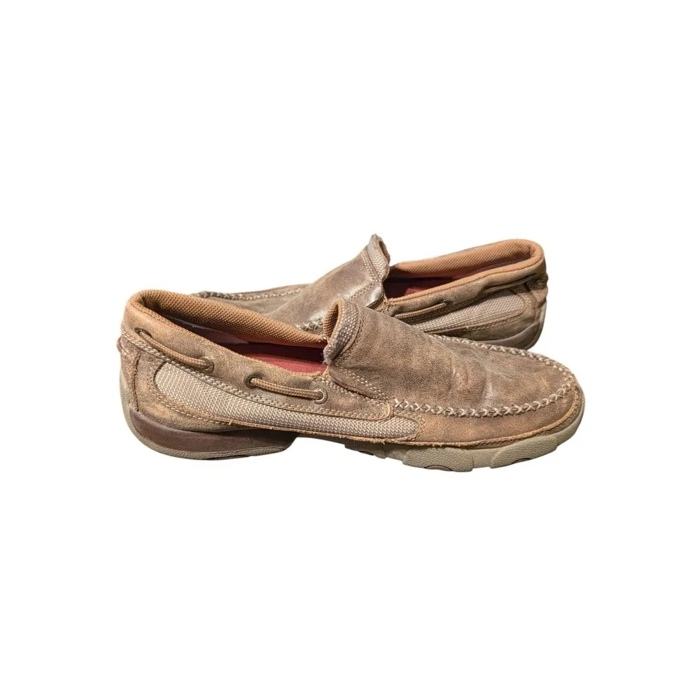 Twisted X MDMS002 Mens Original Slip-On Leather Driving Mocs Bomber Sz US 10 M
